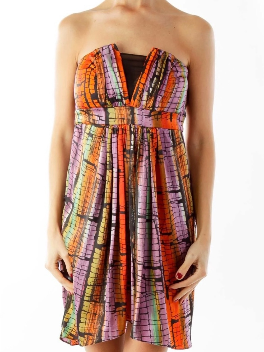 BCBGeneration Strapless High Low
Multicolored Dress Size 2